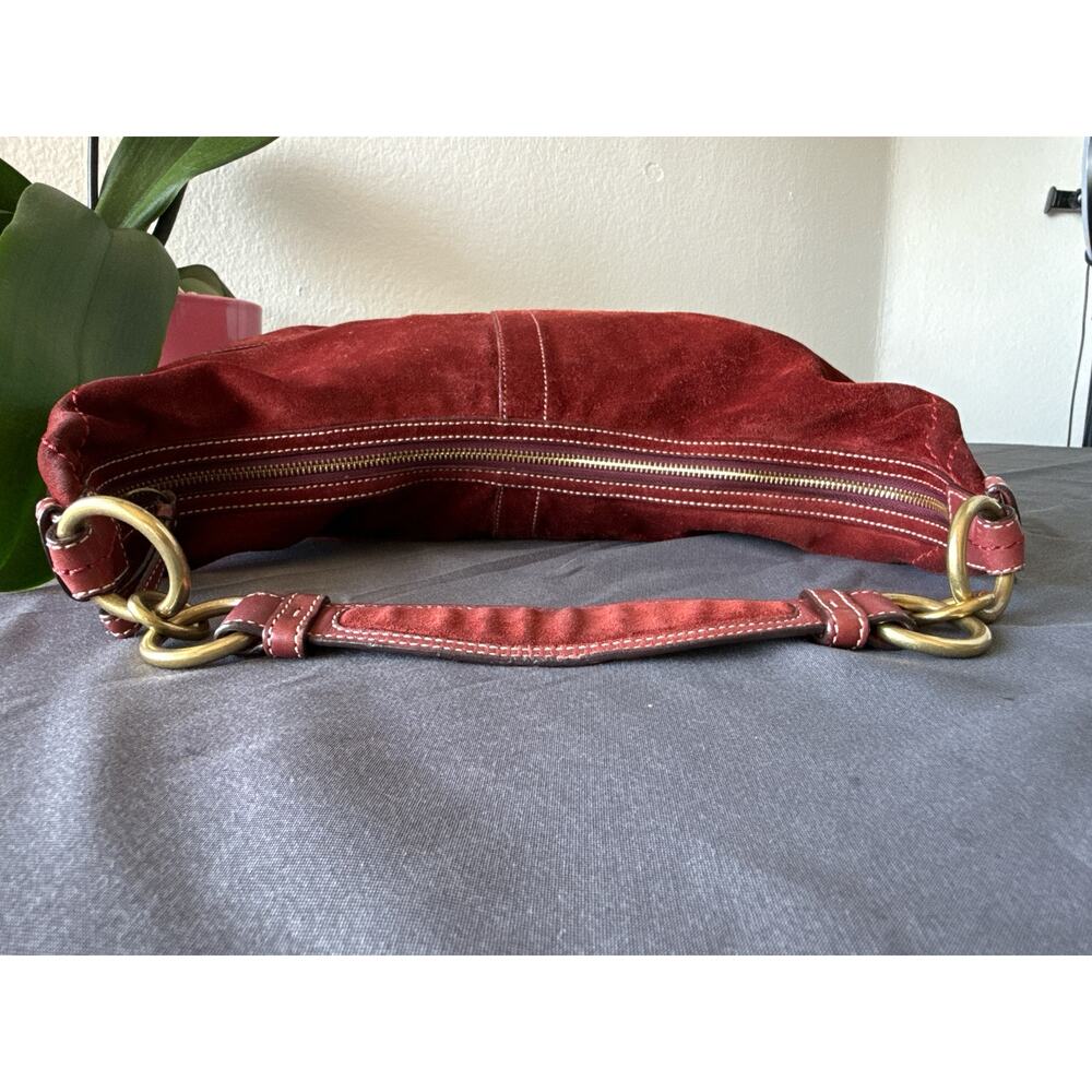 Coach Vintage Red Suede Shoulder Hobo Bag 10058 - Picture 8 of 10